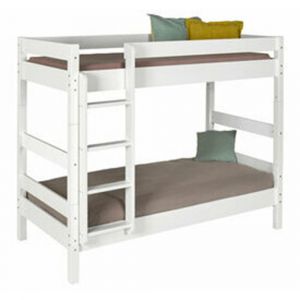 Lit superpos&eacute; bois massif blanc 80x190 cm