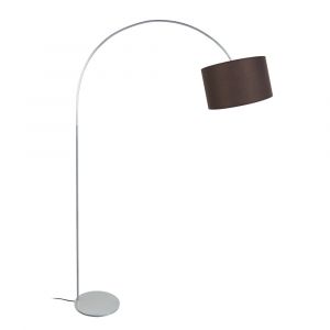 Lampadaire m&eacute;tal H190cm alu.;Abat-jour: marron