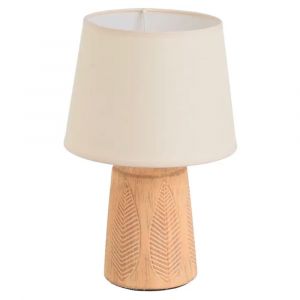 Lampe &agrave; poser en c&eacute;ramique terracota et abat jour beige 21x21x32cm