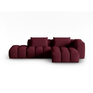 Canap&eacute; d'angle droit modulable 4 places en tissu structurel bordeaux