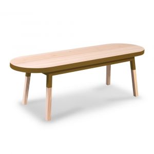 Table basse banc 140 cm, 100% frêne massif tabac de ruca