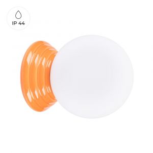 Applique c&eacute;ramique &eacute;maill&eacute;e/verre orange H 12 cm