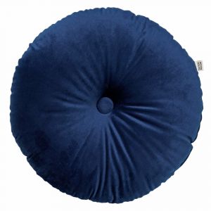 Coussin rond Bleu en velours &Oslash;40 cm Couleur unie