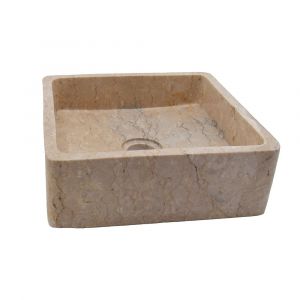 Vasque &agrave; poser en marbre cr&egrave;me