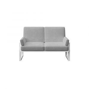 Canap&eacute; 2 places gris clair - cadre blanc