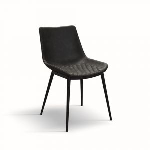 Chaises en simili-cuir matelass&eacute; anthracite - Lot de 2 Chaises