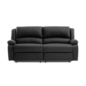 Canap&eacute; relax manuel 3 places avec 2 assises XXL en simili - Noir