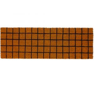 Paillasson long &eacute;troit coco carreaux - 75x25cm