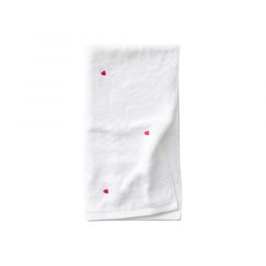 Serviette de toilette coton blanc bouclette brodé blanc 50 x 90 cm