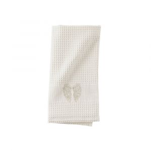 Torchon de cuisine coton brodé beige 50 x 70 cm