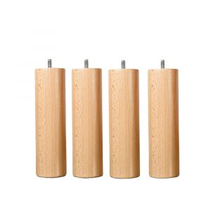 Lot pieds de lit cylindriques en bois Haut. 20 cm (lot de 4)