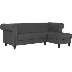 Canap&eacute;-lit 3 places en simili cuir gris