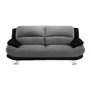 Canap&eacute; fixe microfibre 3 places noir, gris