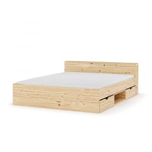 Pack lit avec 4 tiroirs et matelas bois massif 160x200 cm