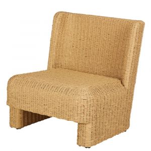 Banquette d'ext&eacute;rieur 1 place professionnelle en r&eacute;sine tress&eacute;e recycl&eacute;e beige