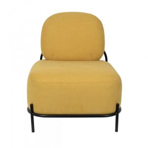 Fauteuil lounge en tissu moutarde