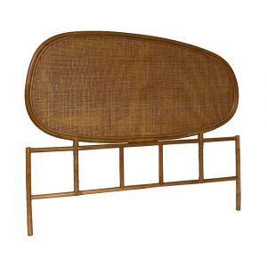 T&ecirc;te de lit organique en rotin fonc&eacute; 140cm