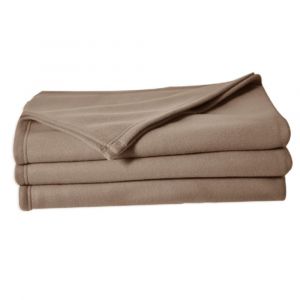 Couverture plaid polaire 320gr en polyester taupe 180x220 cm