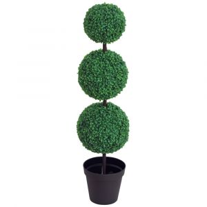Buis artificiel topiaire forme de boules &Oslash; 30 x 112H cm vert