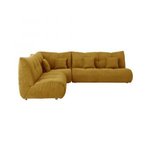 Canap&eacute; d'angle modulable tissu moutarde