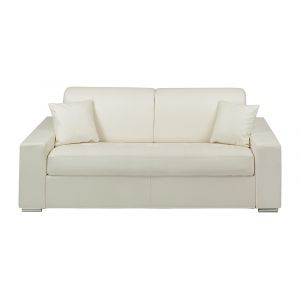 Canap&eacute; convertible simili cuir 3 places blanc