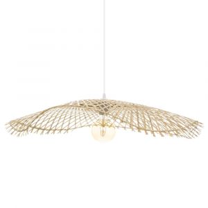 Suspension au style chapeau de paille bambou naturel &Oslash; 75 cm
