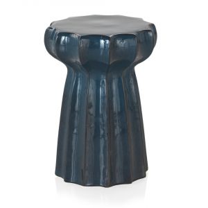 Tabouret de table en c&eacute;ramique bleu et blanc