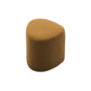 Tabouret, pouf galet en tissu couleur moutarde