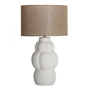 Lampe de salon en c&eacute;ramique blanc cass&eacute;  en 38x38x66 cm