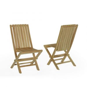 Lot de 2 chaises de jardin pliantes en teck massif