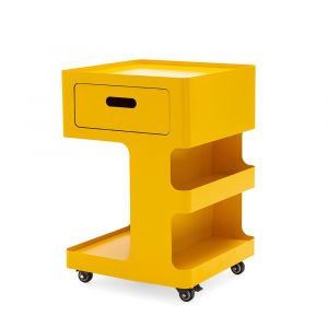 Caisson &agrave; roulettes 1 tiroir en m&eacute;tal H60,5cm - Jaune moutarde
