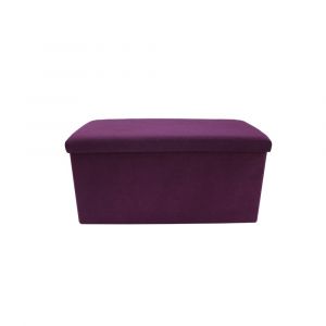 Repose-pieds banquette pliant en fibre de bois et tissu violet