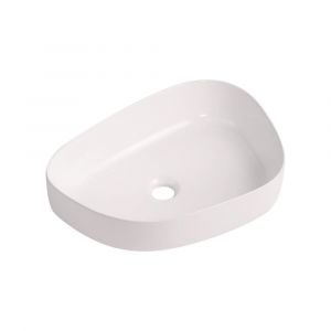 Vasque &agrave; poser galet en c&eacute;ramique blanche 48x35,5cm