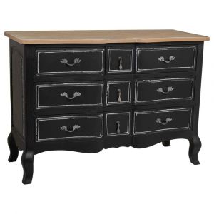 Commode en bois laqué noir vieilli avec 9 tiroirs 120x51x84h cm