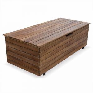Coffre de jardin en bois rectangulaire naturel 110L