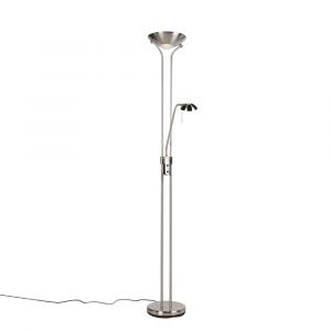 Lampadaire acier lampe lecture LED dimmer