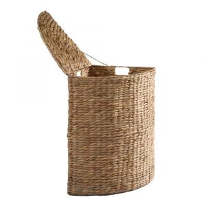 Panier &agrave; linge d'angle en jacinthe d'eau L40 x H65 cm