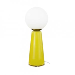 Lampe &agrave; poser en c&eacute;ramique & verre & m&eacute;tal jaune