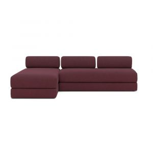 Canap&eacute; d'angle convertible 6 places en tissu rouge