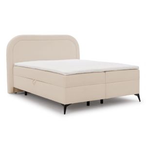 Lit boxspring 200x200 avec coffre de rangement et pieds noirs