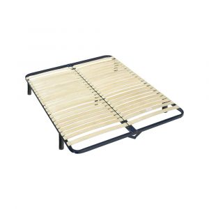 Sommier cadre en m&eacute;tal noir pliable &agrave; lattes 2 x 70 x 190 cm