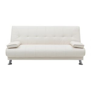 Canap&eacute; convertible simili cuir 3 places blanc
