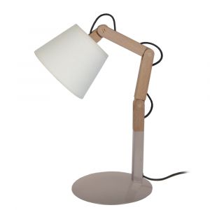 Lampe &agrave; poser bois H45cm naturel ;Abat-jour: &eacute;cru