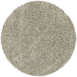 Tapis rond &agrave; poils longs doux greige 80x80cm