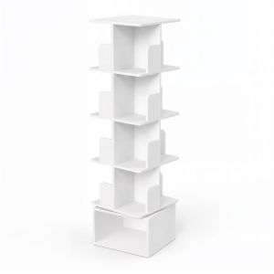 &Eacute;tag&egrave;re pivotante &agrave; 360&deg; 5 niveaux biblioth&egrave;que ouverte blanc