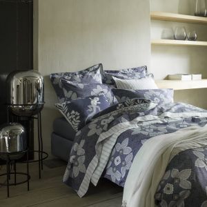 Housse de couette en percale de coton bleu marine 260x240