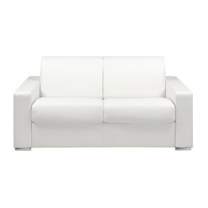 Canap&eacute; convertible simili cuir 2 places blanc