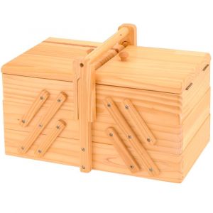 Bo&icirc;te rangement couture travailleuse en bois 19x19x30cm