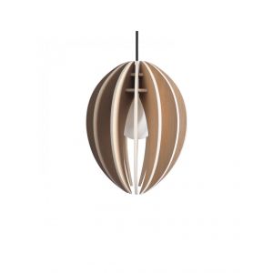 Lampe suspension bois et b&eacute;ton ch&ecirc;ne naturel cordon noir