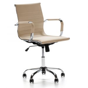 Fauteuil de bureau inclinable taupe,cuir synth&eacute;tique